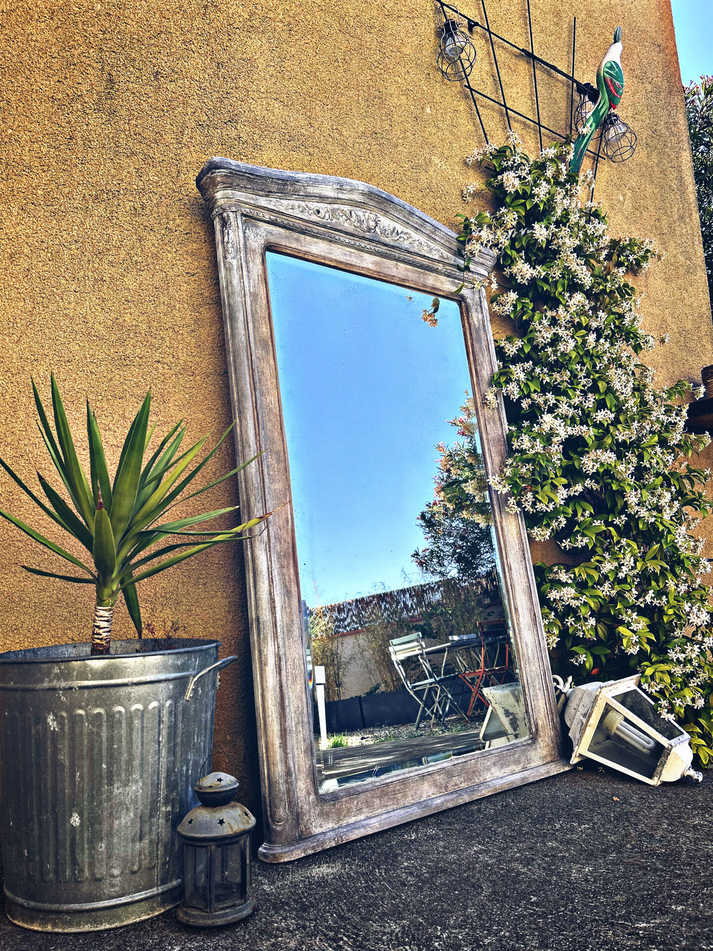 Napoleon III patinated trumeau mirror