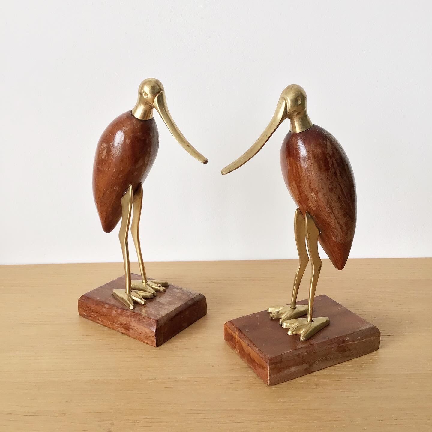 Vintage brass and rosewood birds