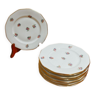 Assiettes vintage fleuries velay porcelaine