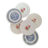 Vintage blue pink dinner plates