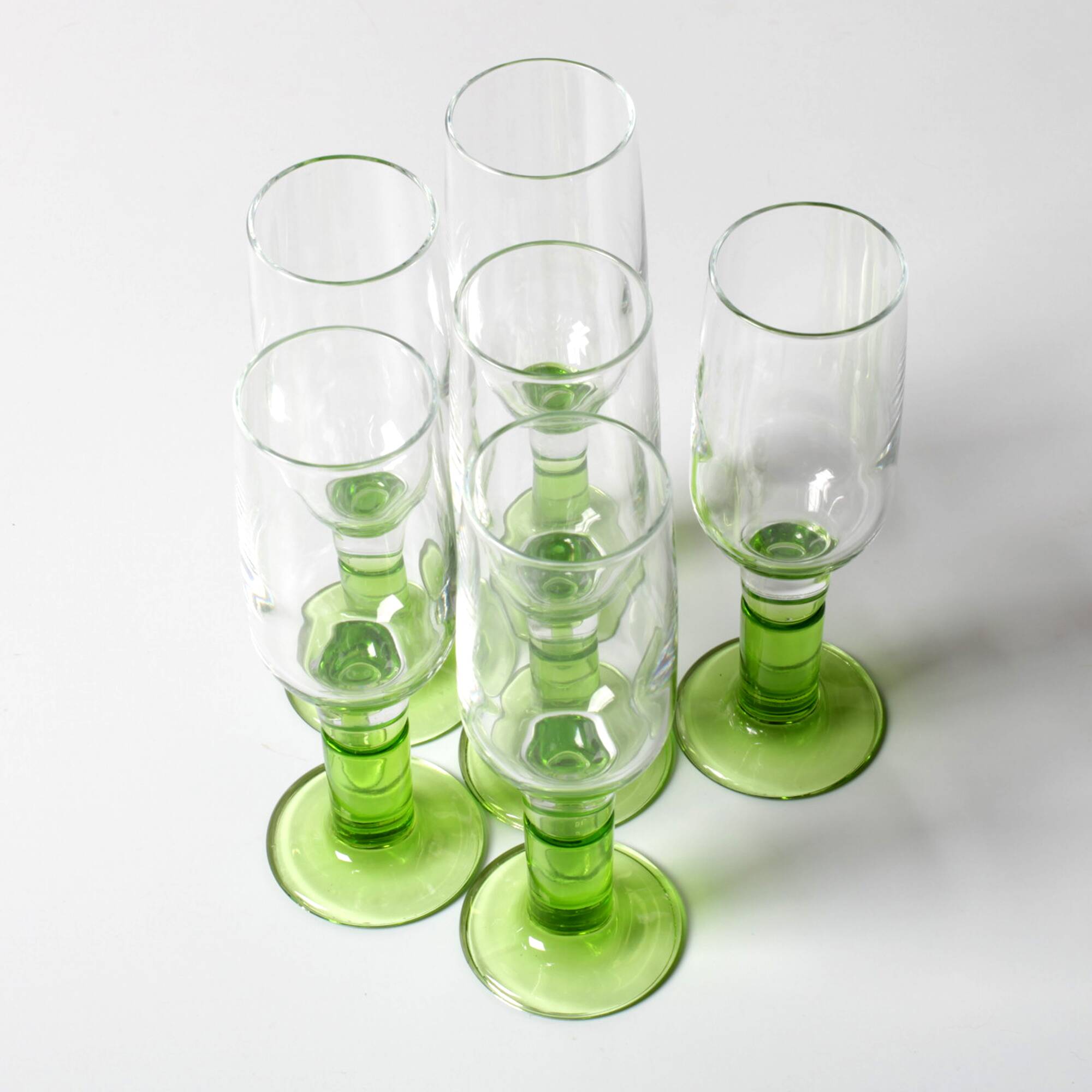 Set of 6 Limoncino Sherry Glasses / Green Sorbetto Stemware /Bormioli Rocco