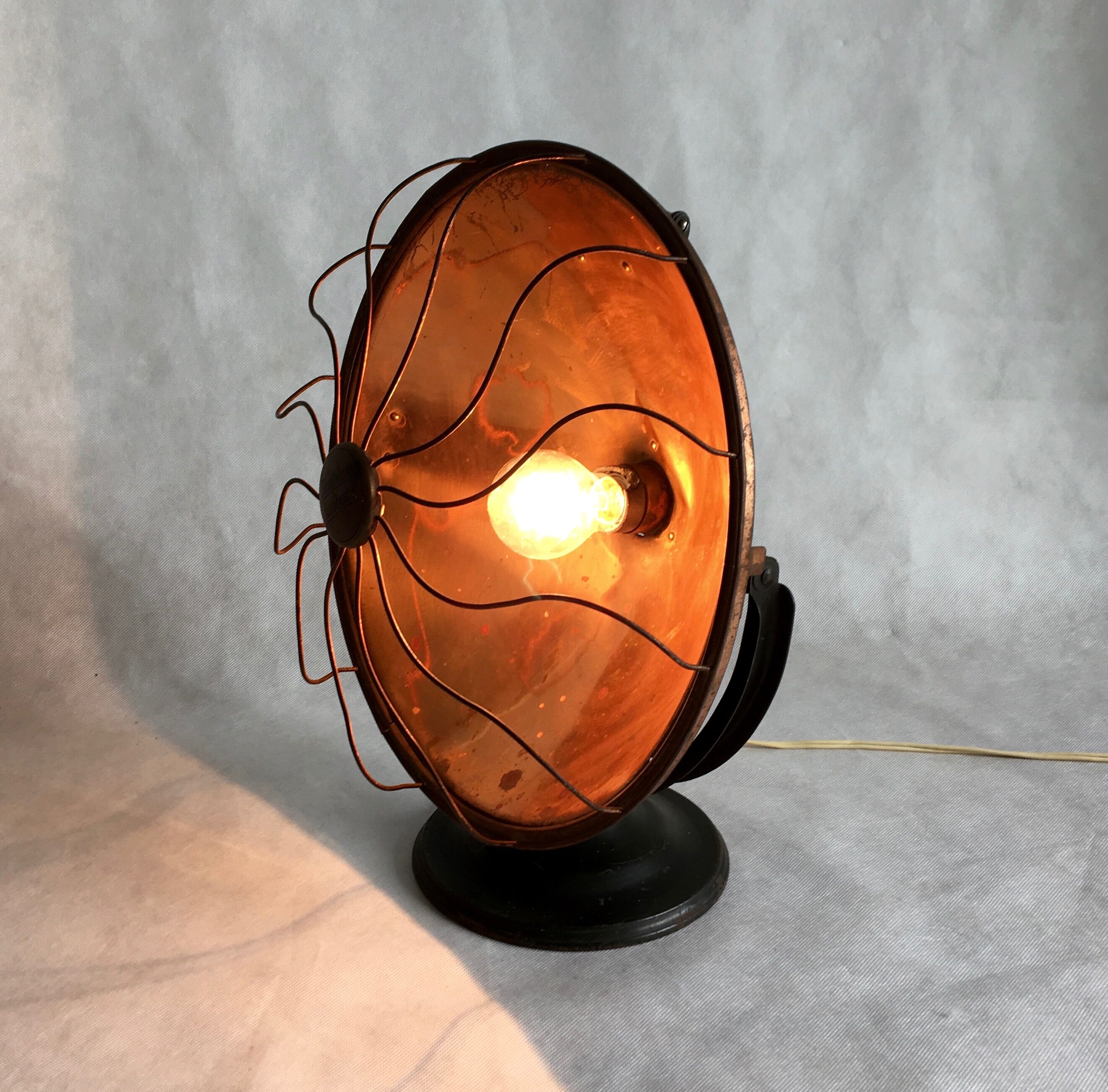 "Simplex Sunbowl" Copper Floor Heater Table Lamp, 1920s