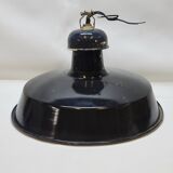 Pendant lamp industrial workshop lampshade in vintage black enameled metal