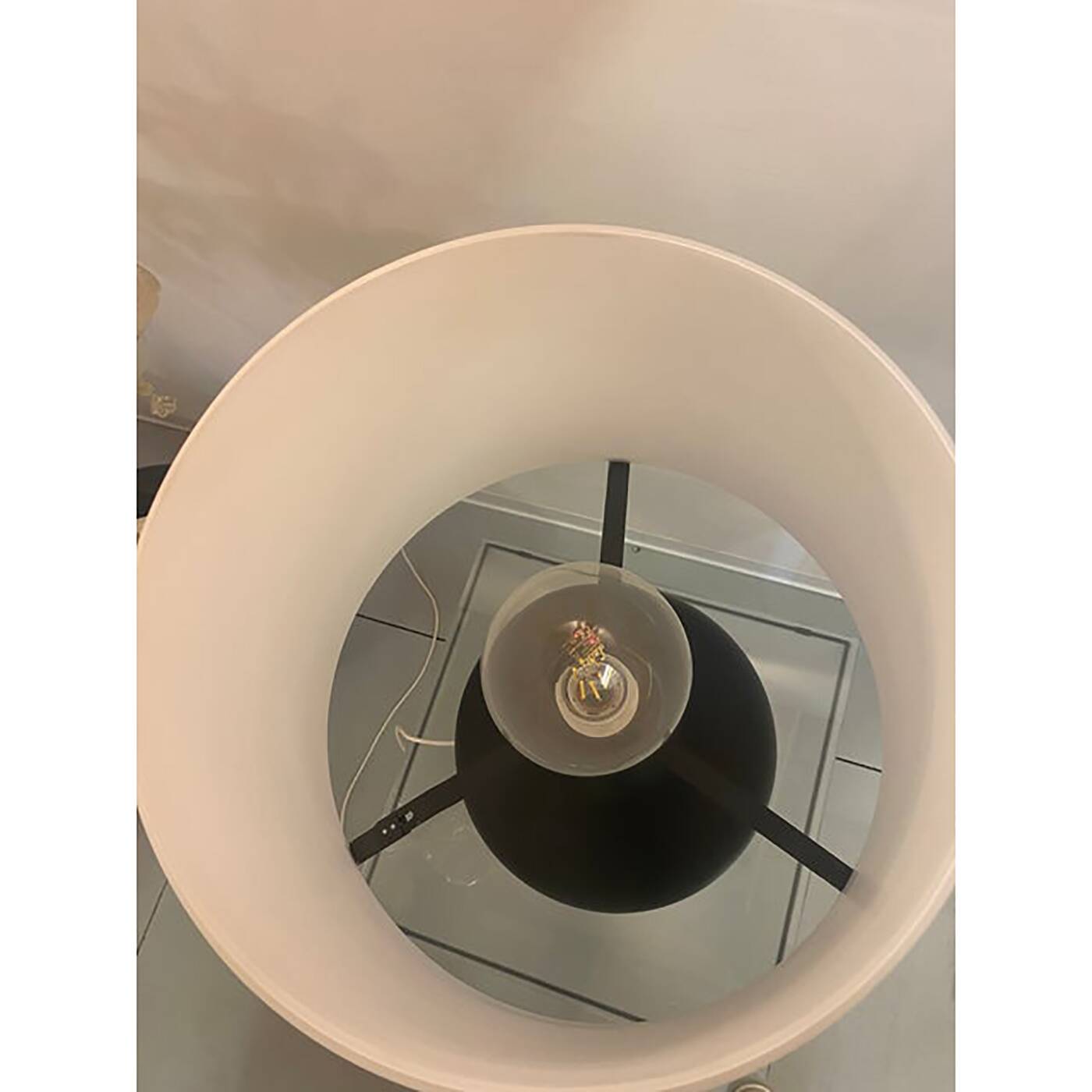 Contemporary Murano Style White and Black Glass Table Lamp
