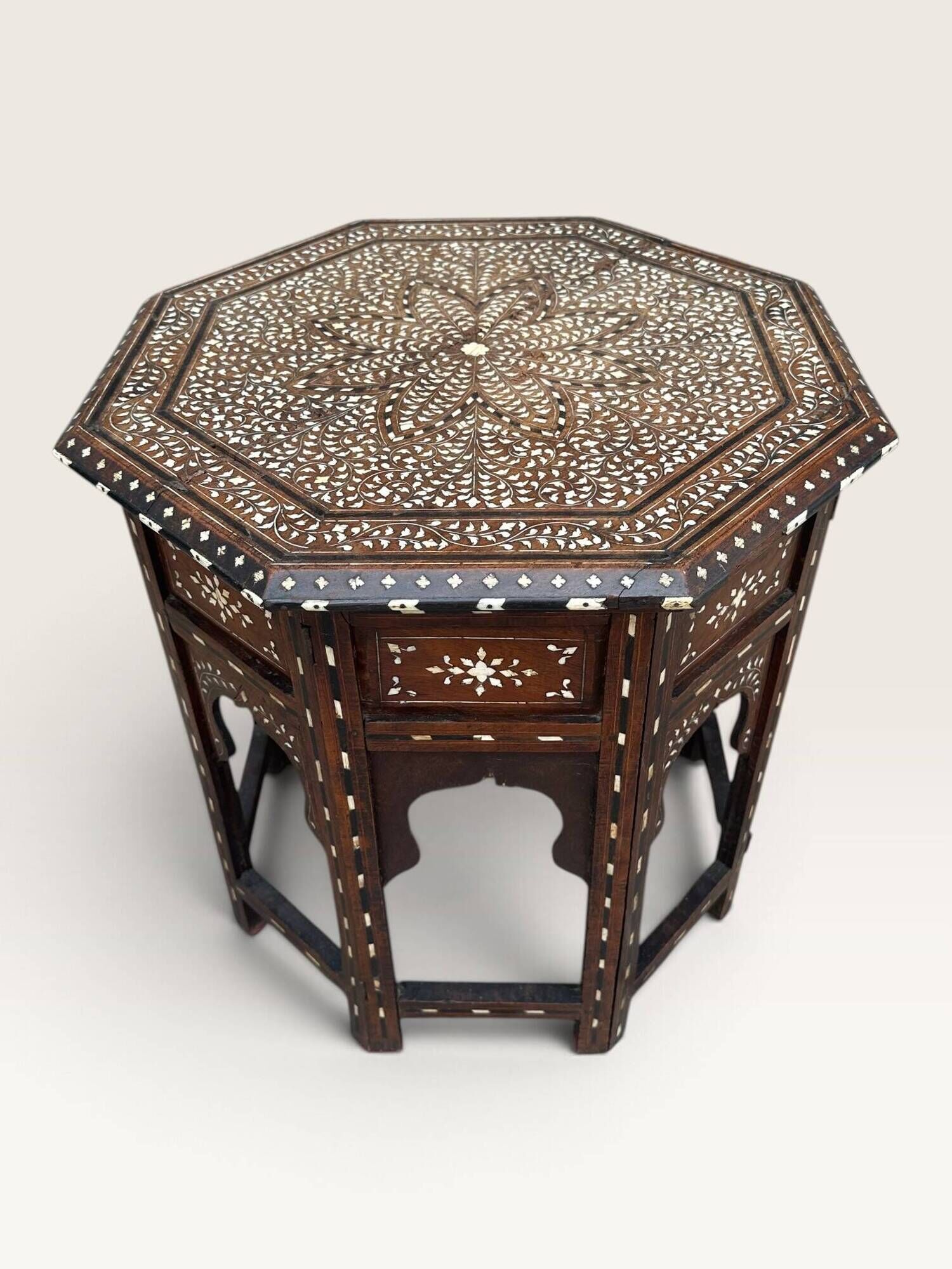 Hoshiarpur octagonal side table, rosewood, mother-of-pearl and bone, 1880