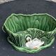 Pot cover in ceramic slurry glazed green pattern foliage and swan made in england numbered