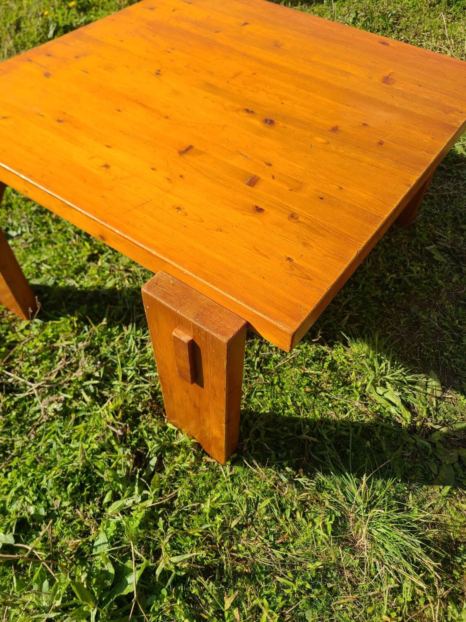 Solid pine coffee table, 1970s