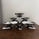 Vintage set of 6 stainless steel bowls, two-in-one design for ice cream and avocados.