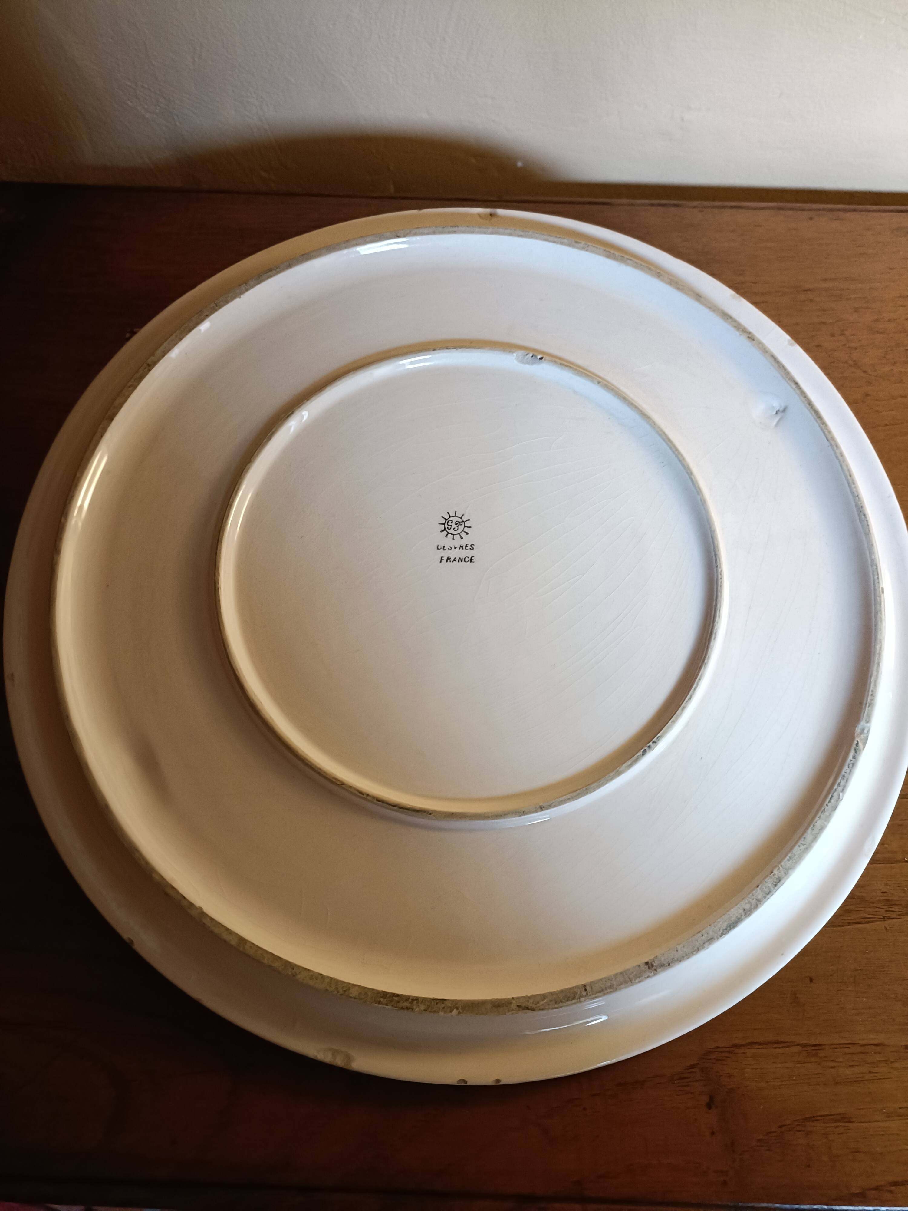 Plat à tarte faïence de Desvres, décor fait main