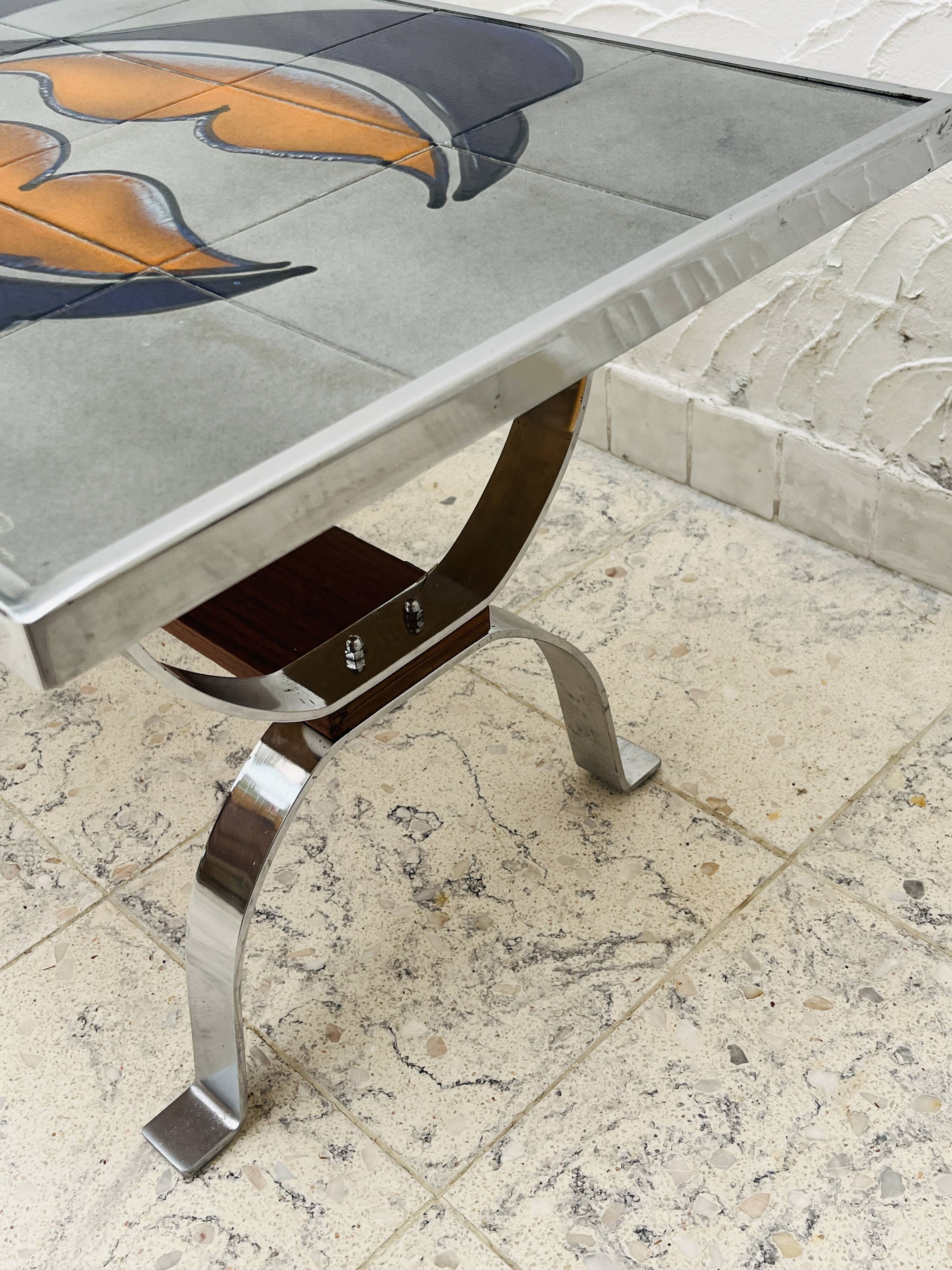 Metakore coffee table in ceramic from vallauris, signed cedem.