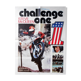 Affiche originale de 1972 challenge one ste mcqueen on any sunday moto cross course moto