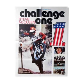 Original poster of 1972 challenge one ste mcqueen on any sunday moto cross race motorcycle