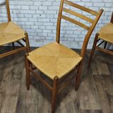 3 vintage wooden and rope chairs 1960