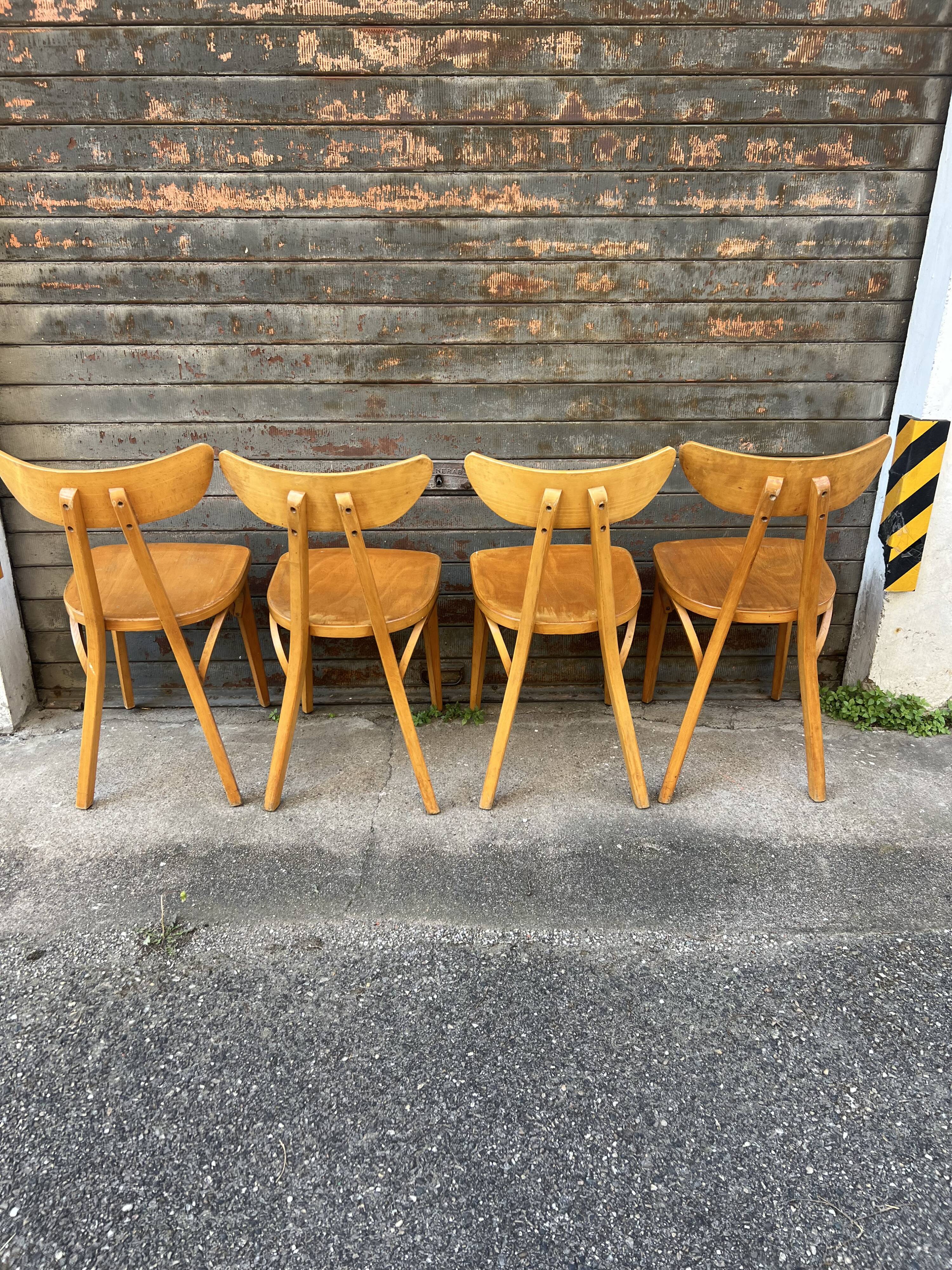 Suite de 4 chaises « banane » Lutherma