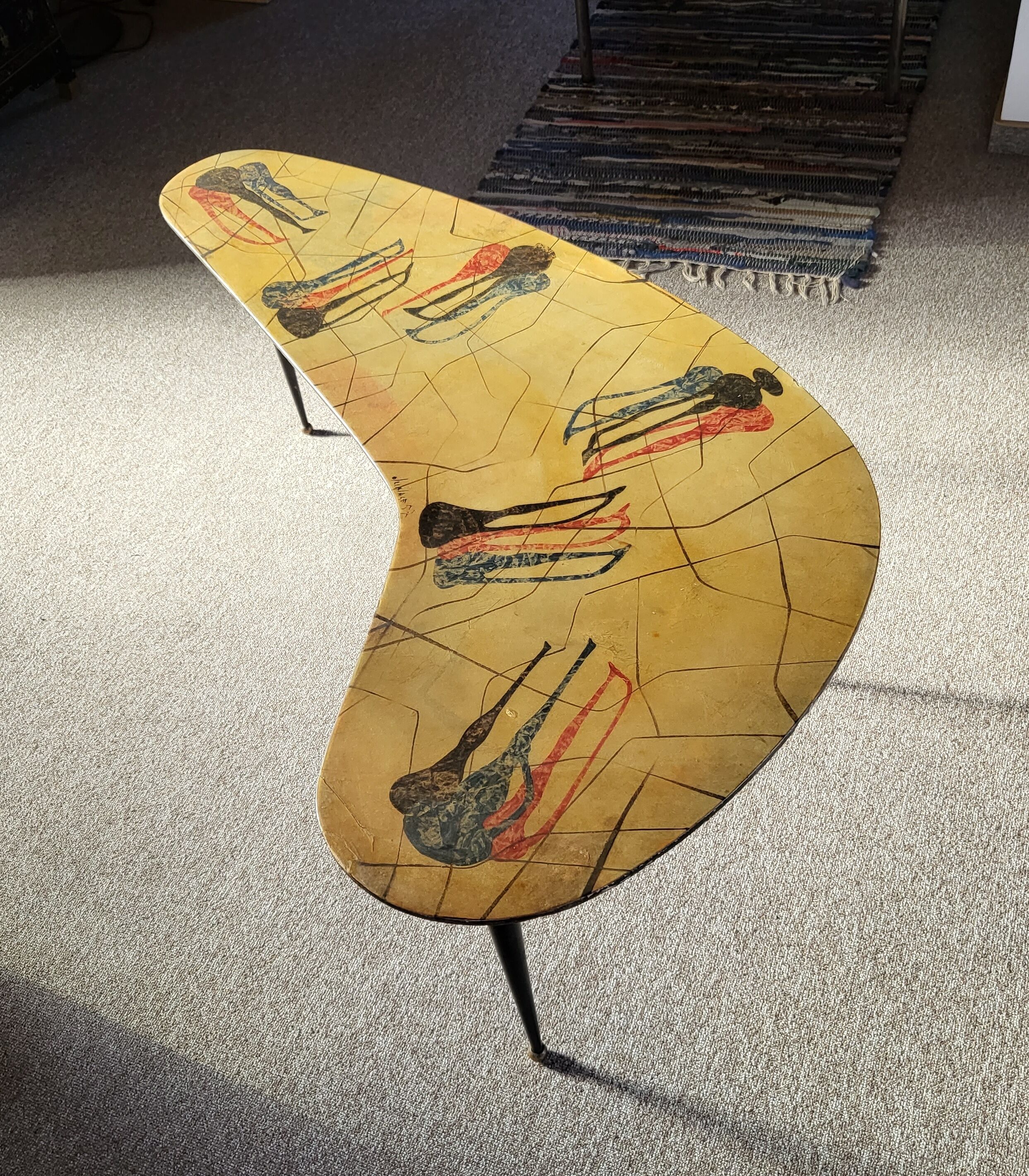 Table d’appoint peinte à la main par Decalage, Italie 1957