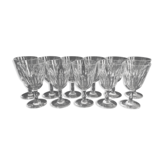 Lot de 11 verres à vin rouge en cristal Baccarat modèle Casino