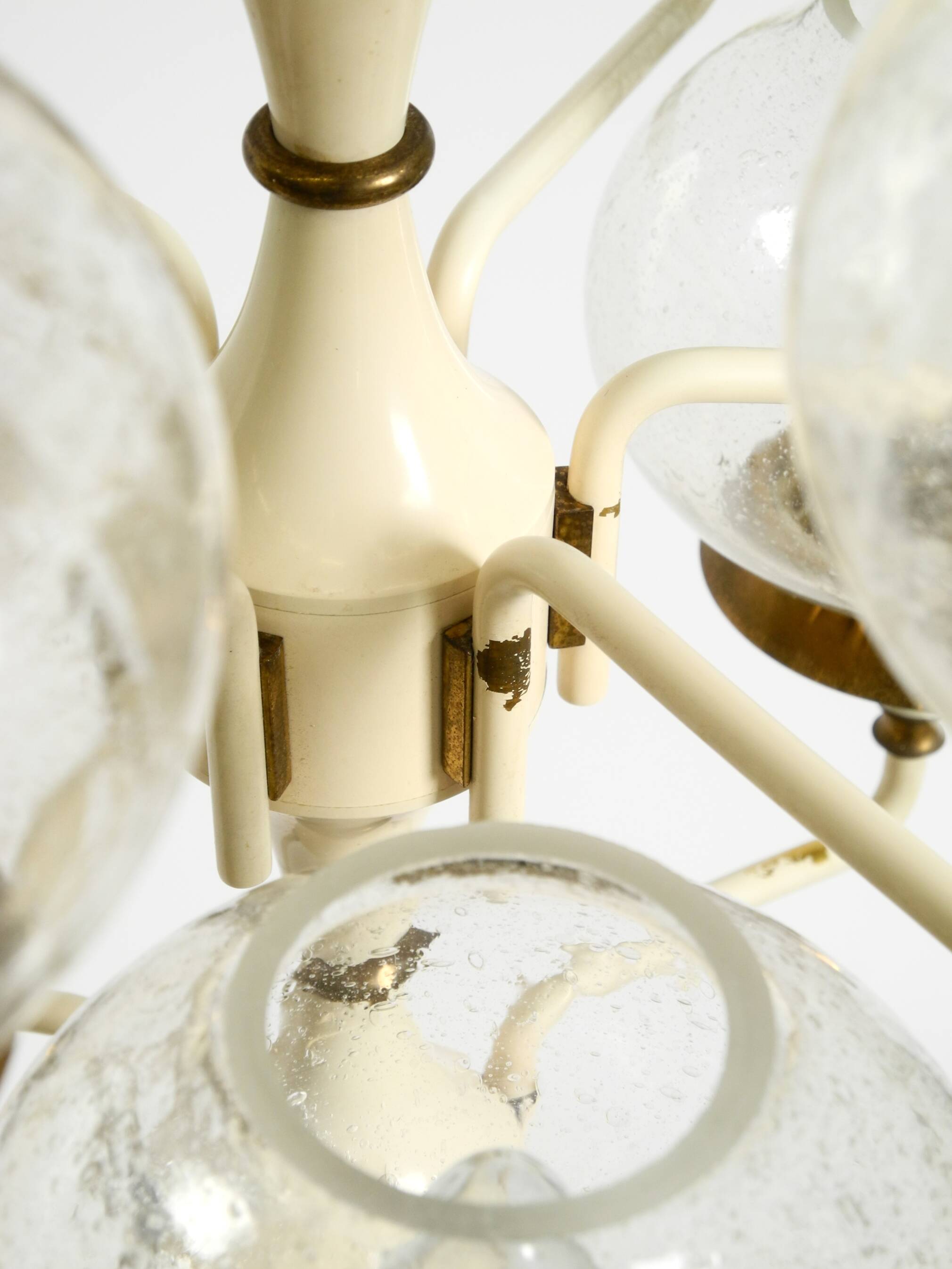 Large 1960s brass and glass tulip ceiling lamp by Hans Agne Jakobsson