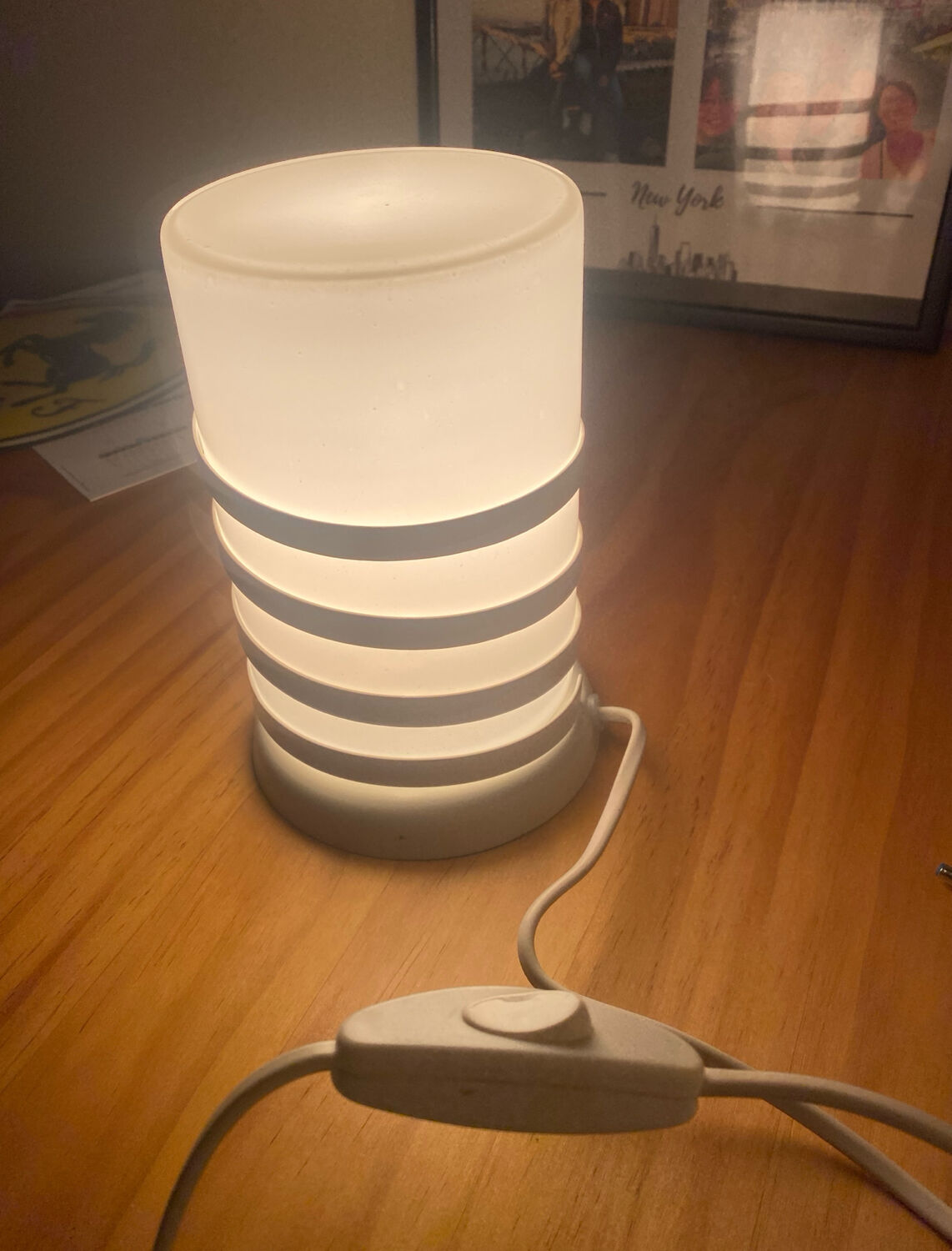 Vintage glass and metal lamp