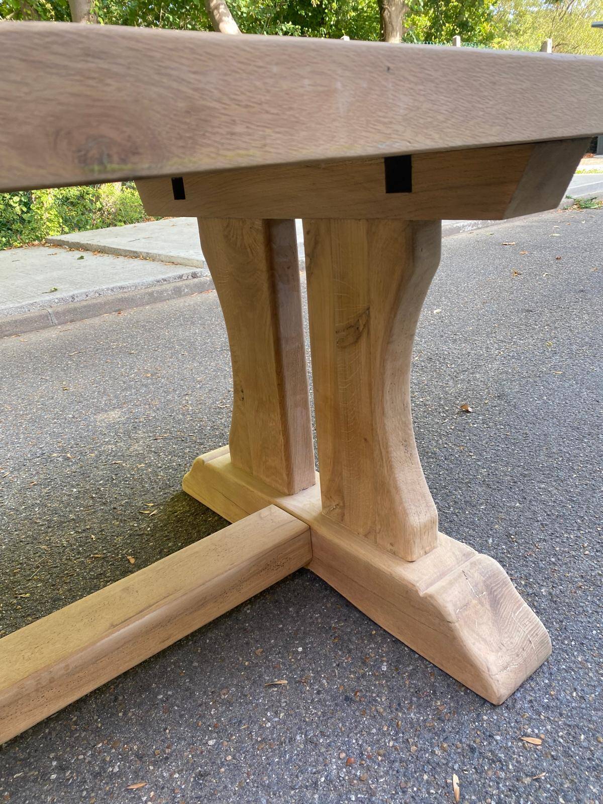 Large extendable monastery table stripped in raw solid oak 200 cm