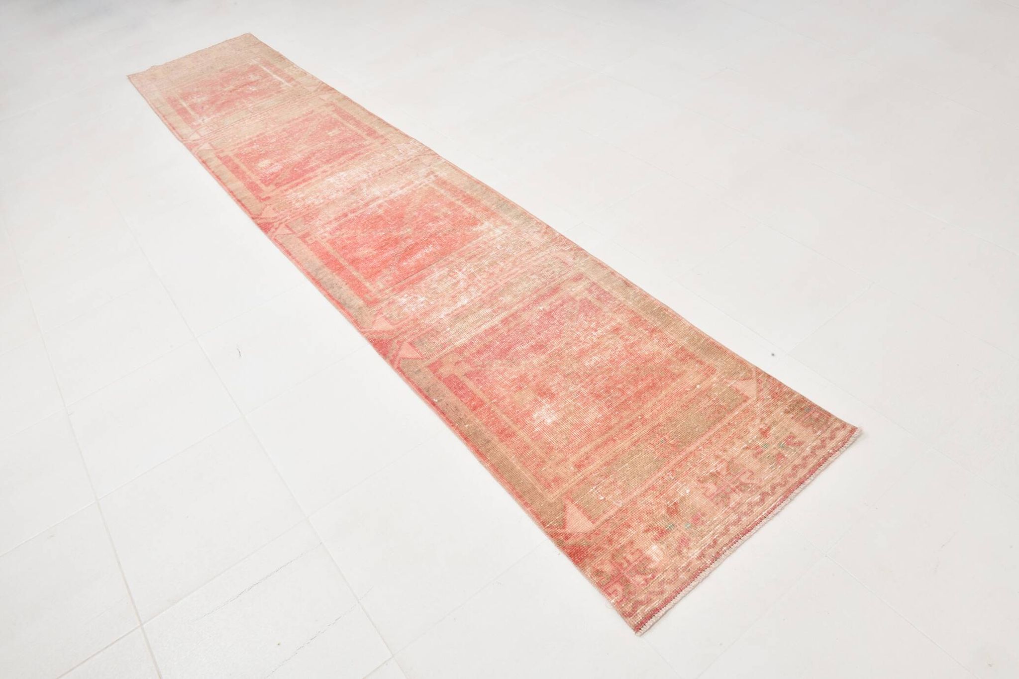 2x12 Stair Red & Pink Vintage Runner Rug, 73x382Cm