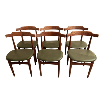 Ensemble de 6 chaises danoises de Hans Olsen pour le fabricant Frem Røjle