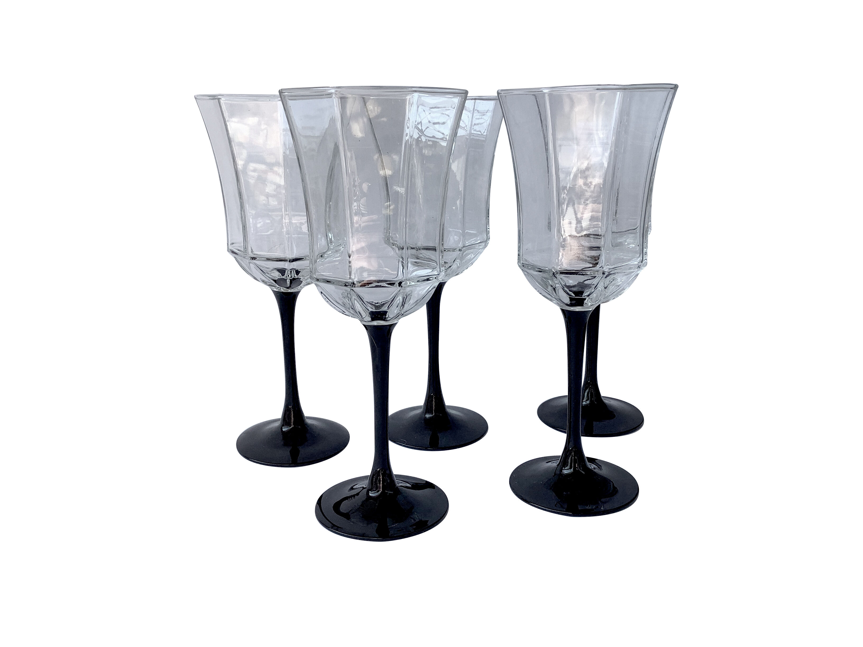 Verres Luminarc Octime à pied noir style art déco