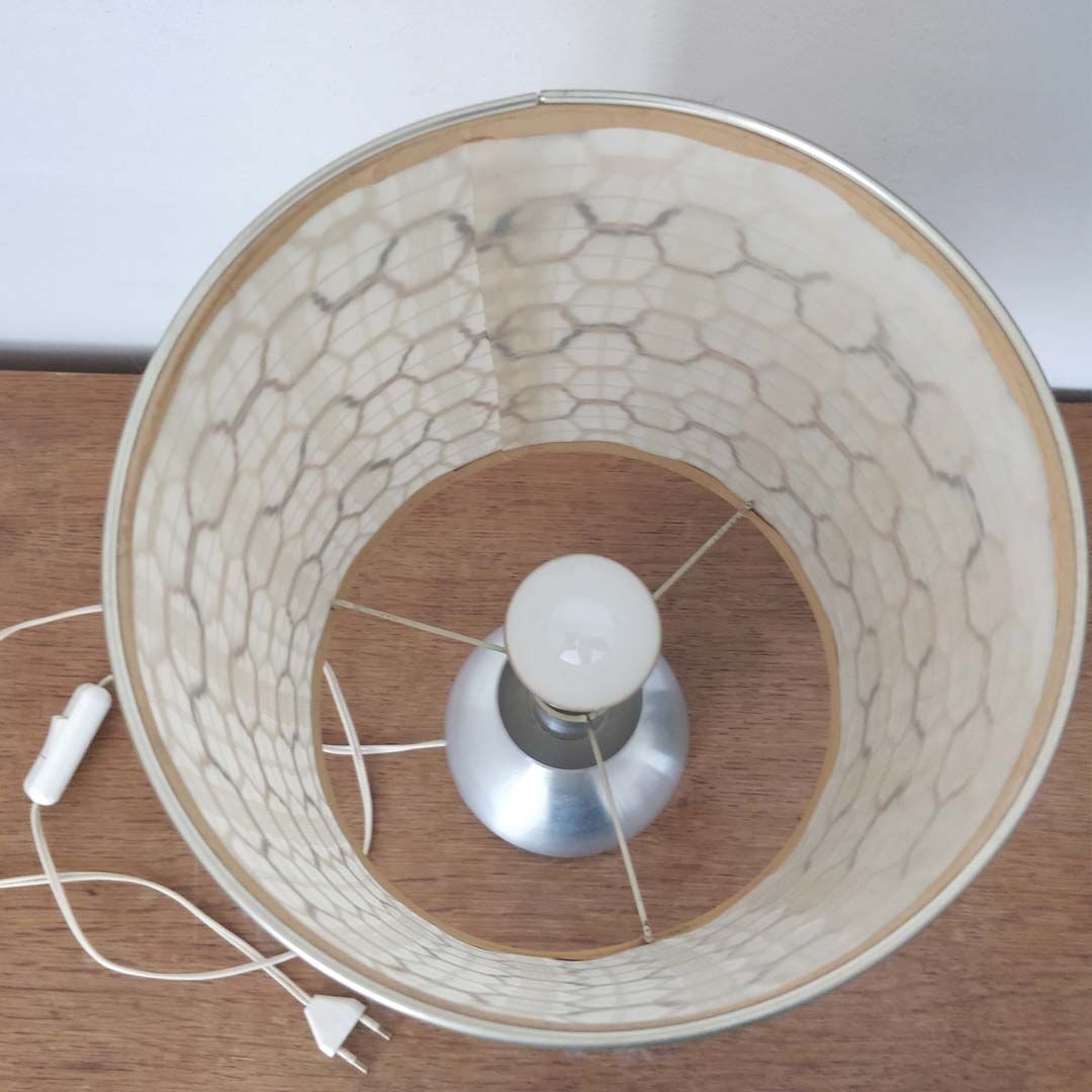 Seventies lamp brushed aluminum and wool