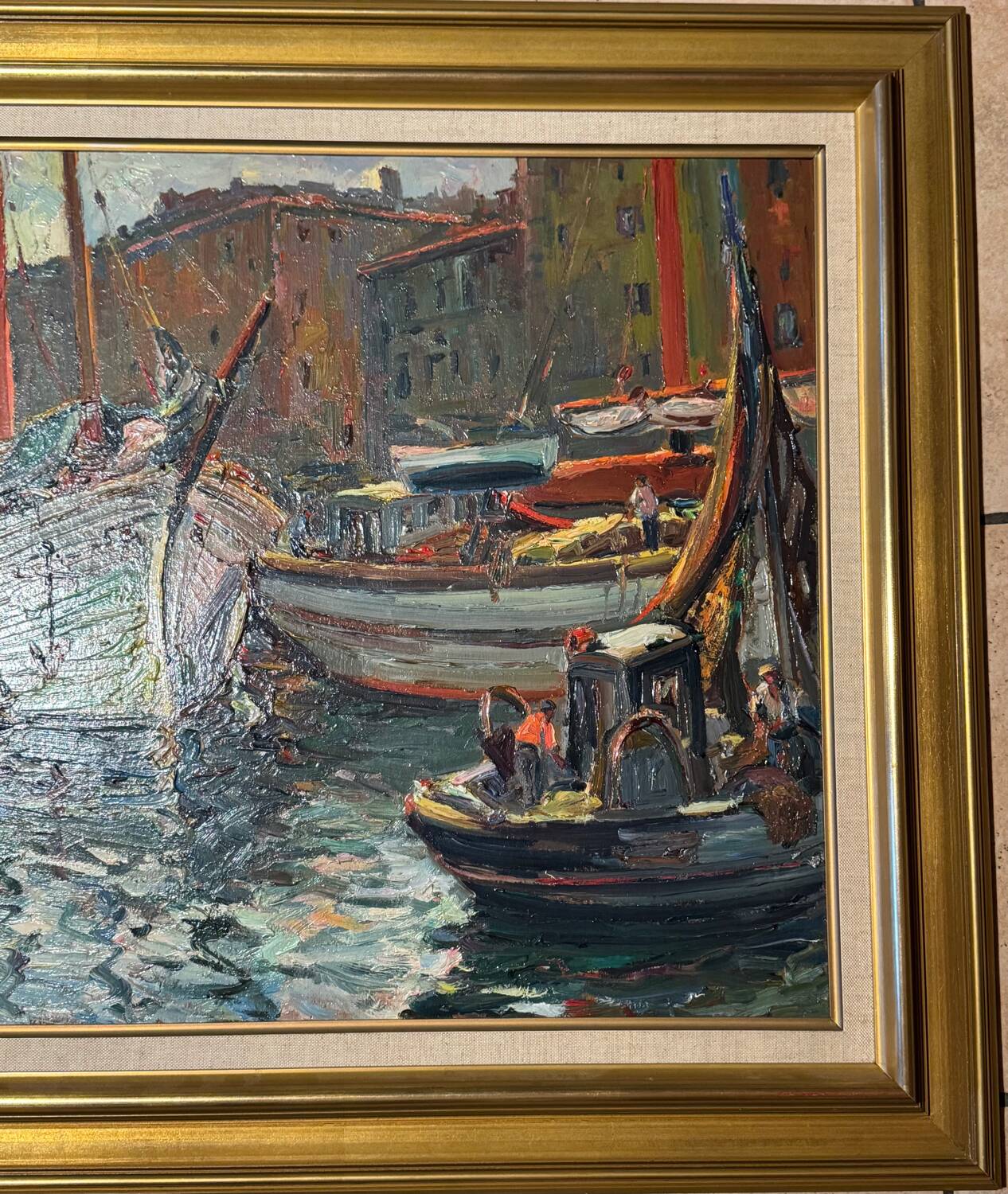 Antique painting, seascape signed Louis Dufour, dated 1943