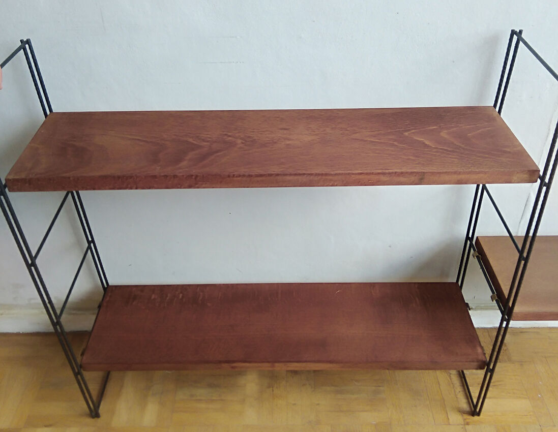 Metal and wood wall shelves in the taste of String - 1960s