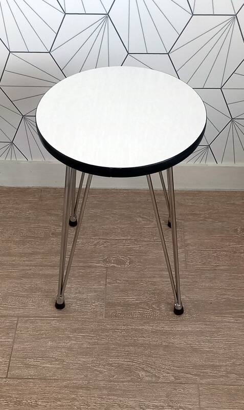 Vintage “SIF” round stool in formica and Eiffel legs.
