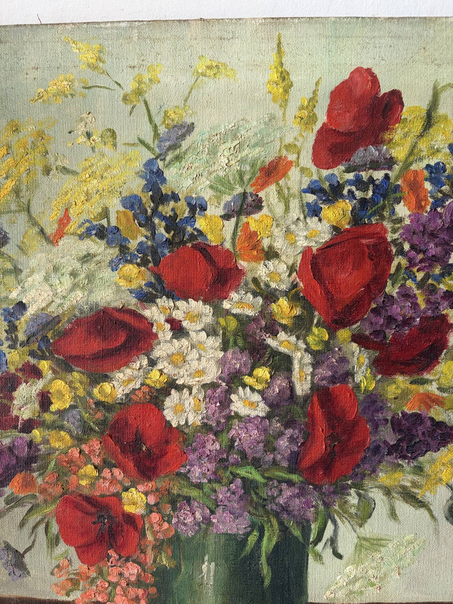 Still life with poppies, oil on canvas signed