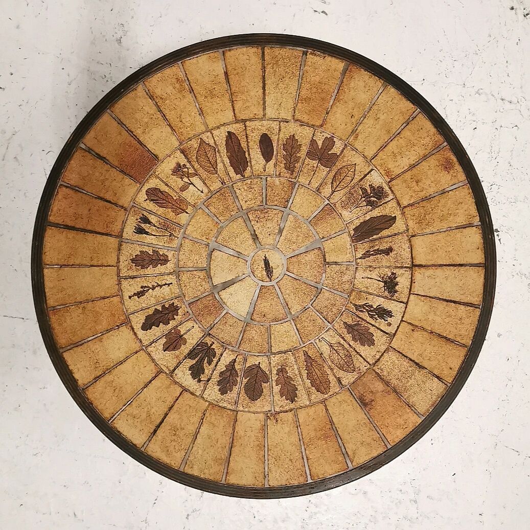 Table basse ronde herbier Roger Capron 1960