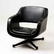 Black leather chaise longue by Olli Mannermaa for Finnart Ab, Finland, 1970