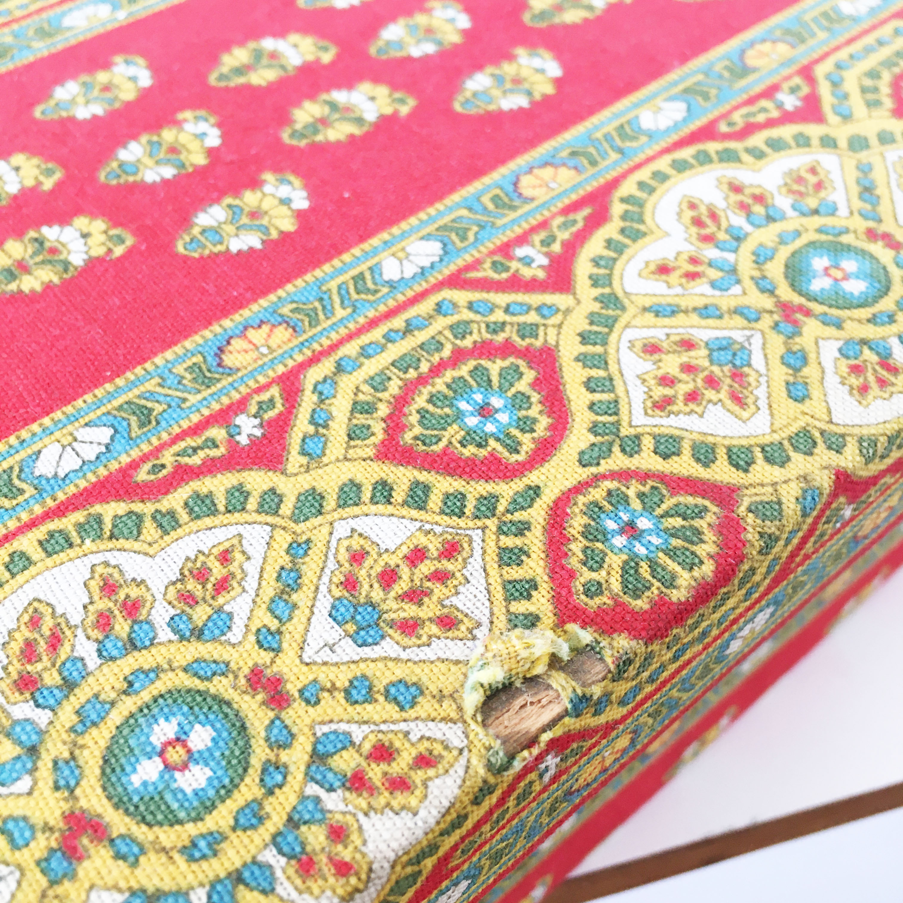 Old wooden box and fabrics