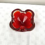 Cendrier vintage en verre massif rouge style Murano