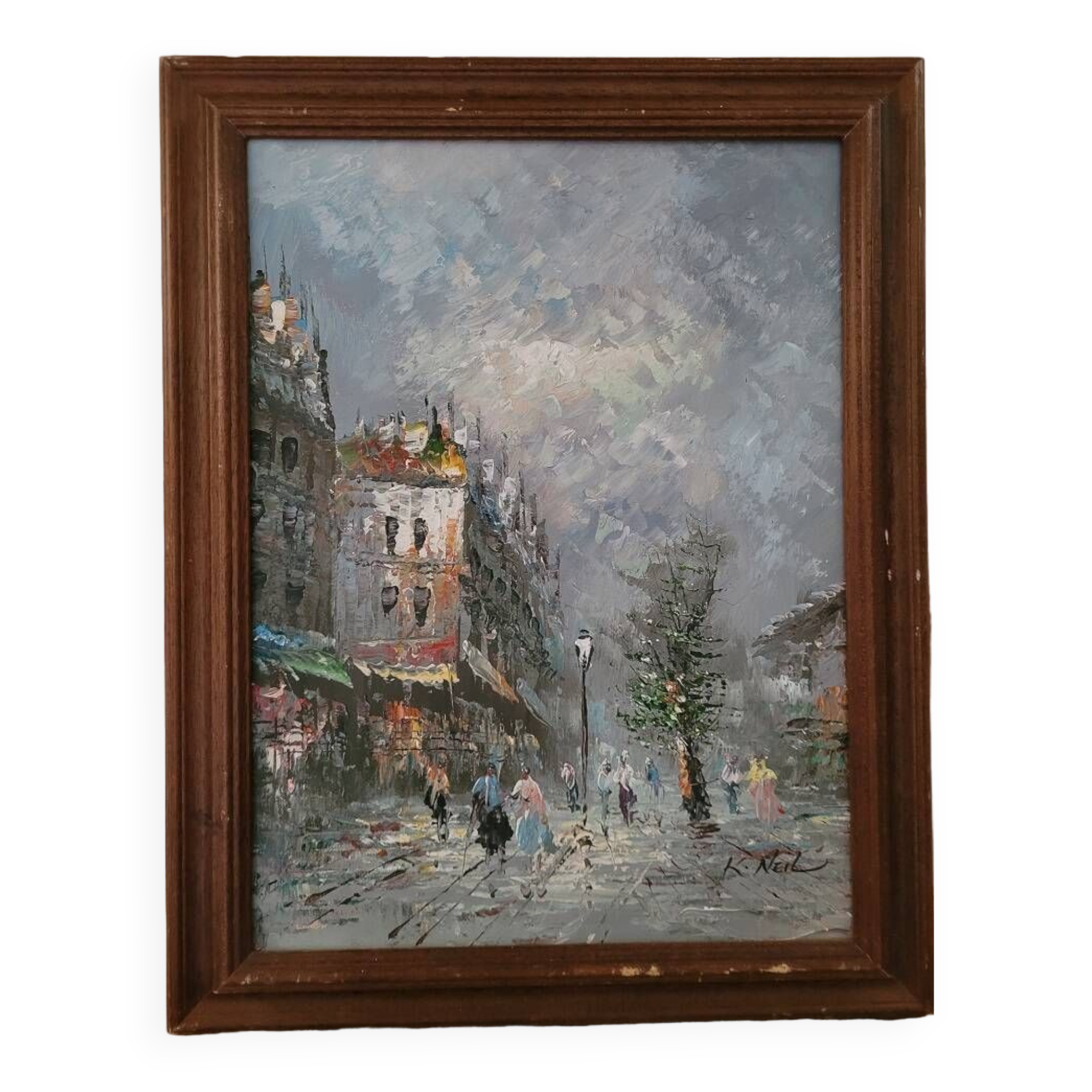 HST “Busy street in winter” by K. NEIL (20th century)