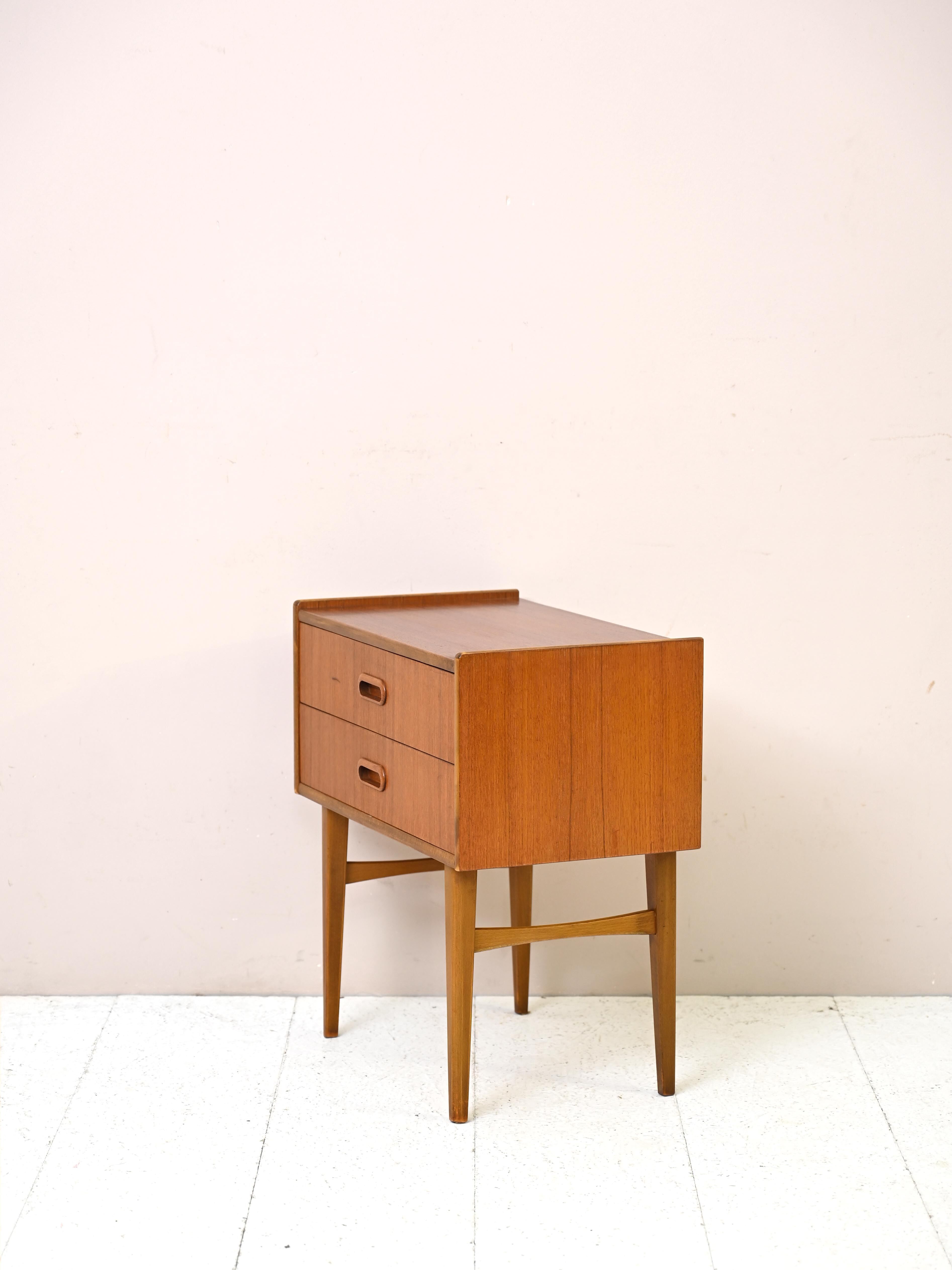 Teak nightstand with two drawers