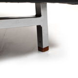 Danish leather sofa with chrome legs and teak ends