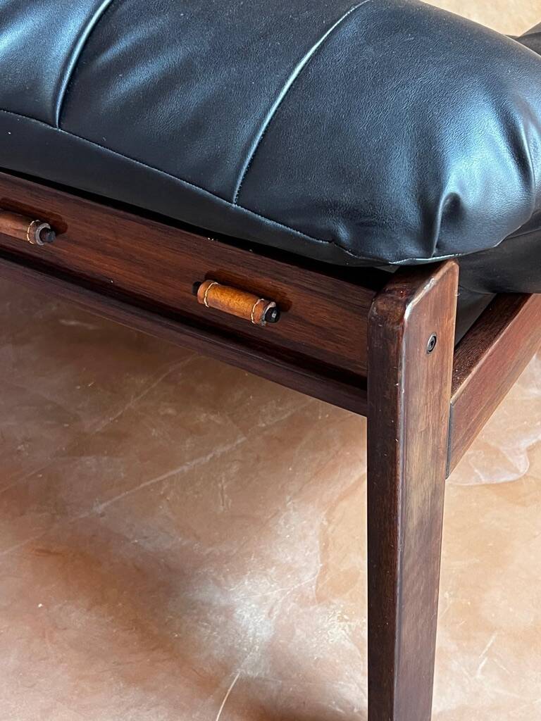 Brazilian jacaranda and leather sofa by Jean Gillon for Italma 1960