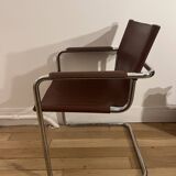 Set of 4 leather armchairs signed "Matteo Grassi" - 1960s