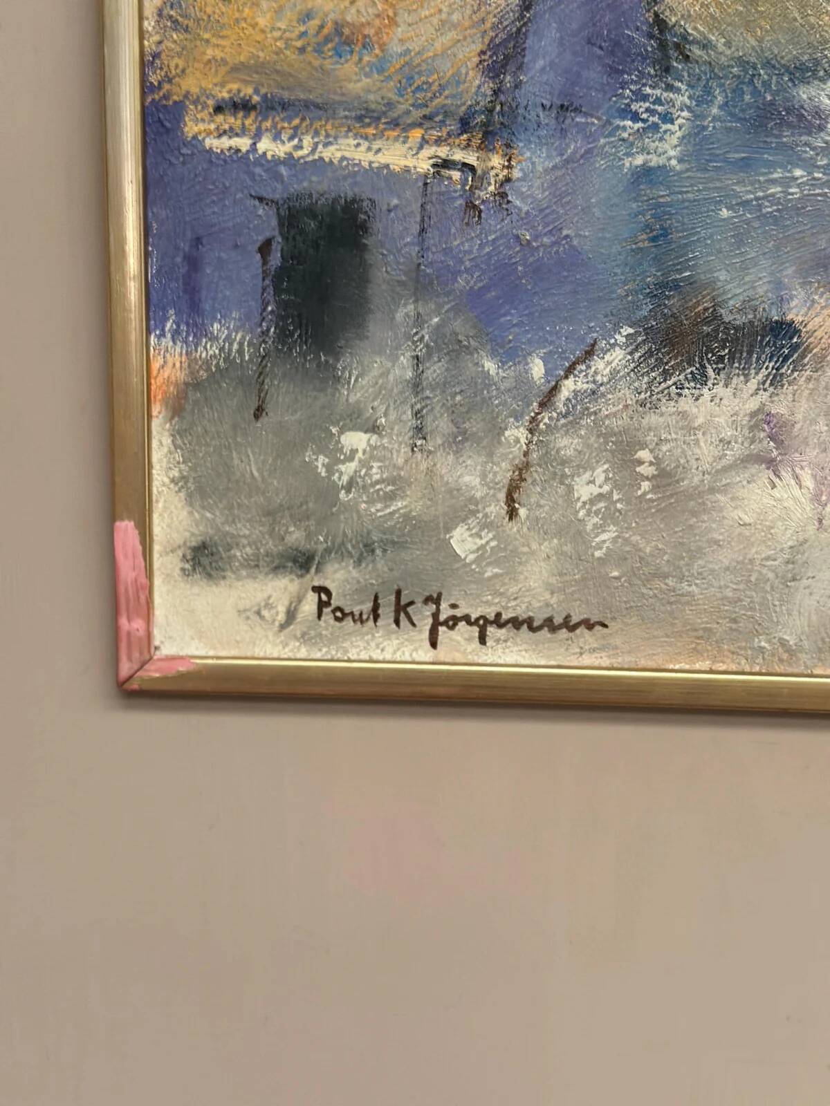 Original Swedish Oil on Panel – “Figure in Landscape” by Poul K. Jörgensen