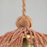 Art Deco Italian Pink Fabric and Brass Globe Pendant Lamp