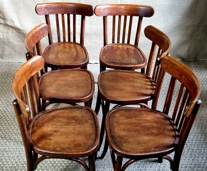 Set 6 chaises bistrot Mahieu années 30/40