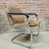 Vintage tubular ribbed office armchair