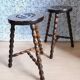 Pair of vintage turned wood tripod stools