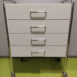 Medical trolley stainless steel, white lacquered 4 drawers