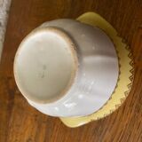 Sugar bowl or candy dish in white earthenware with yellow and gold frieze decoration