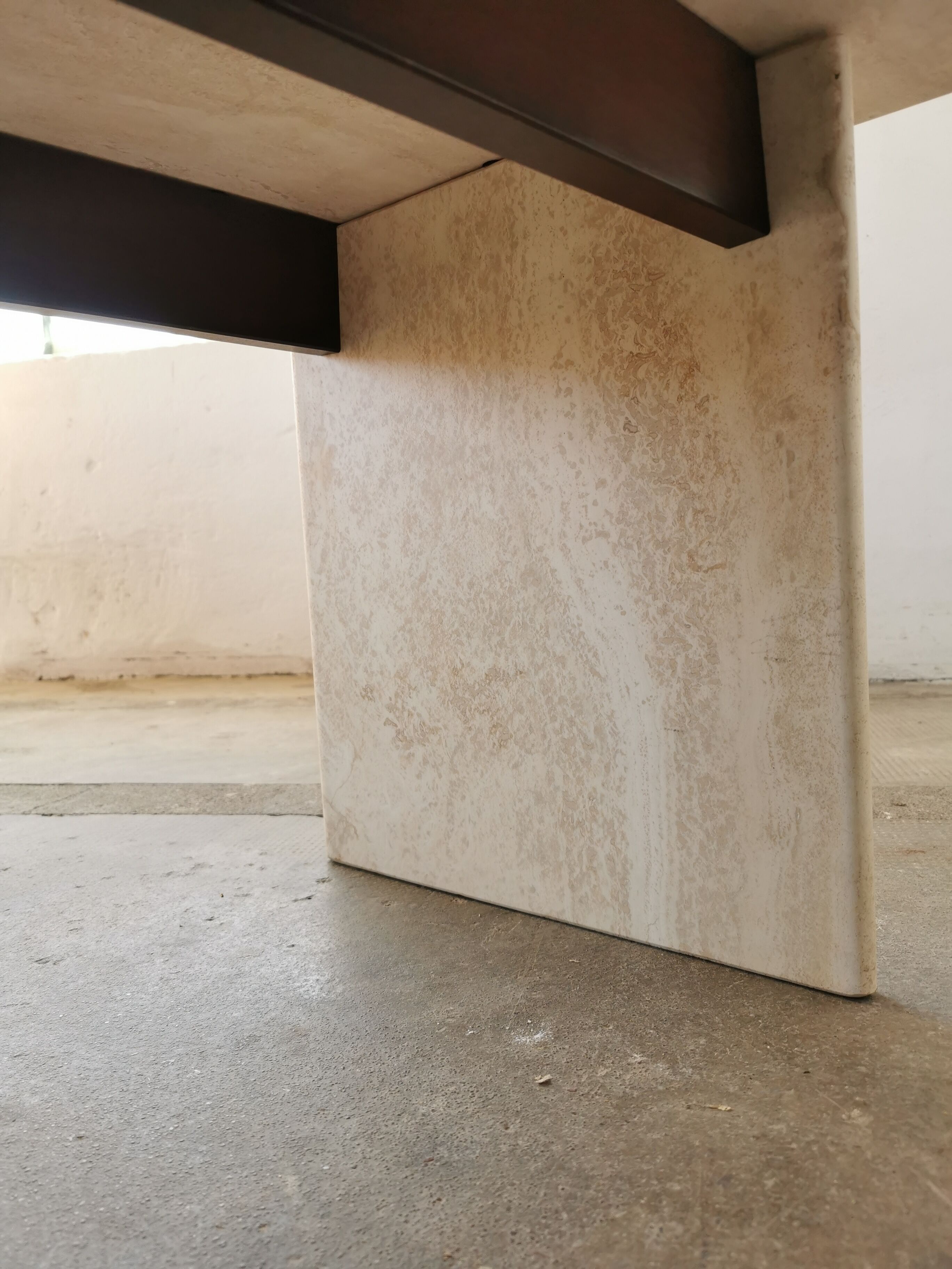 Square travertine coffee table