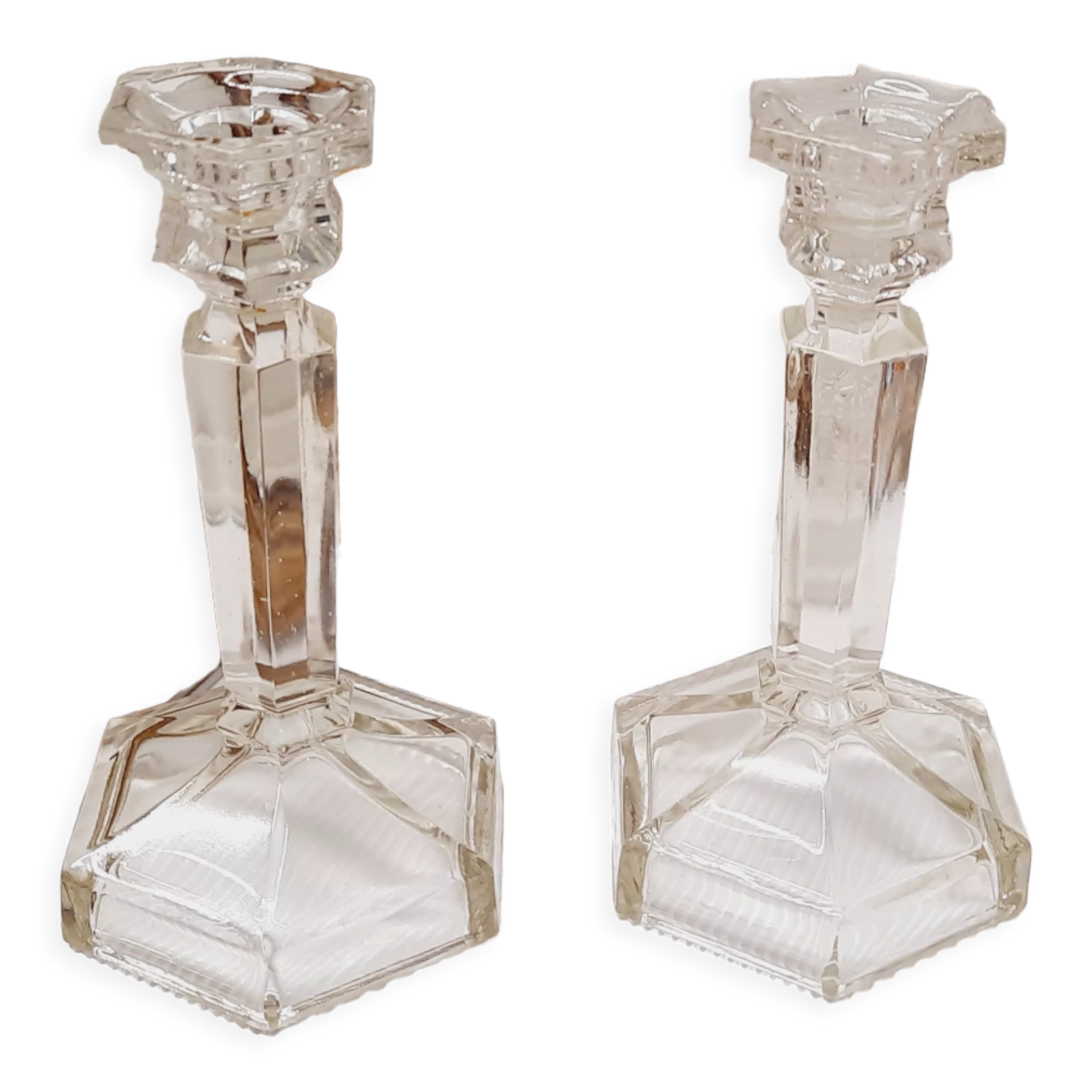 Pair of glass candlesticks