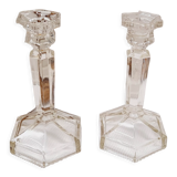 Pair of glass candlesticks